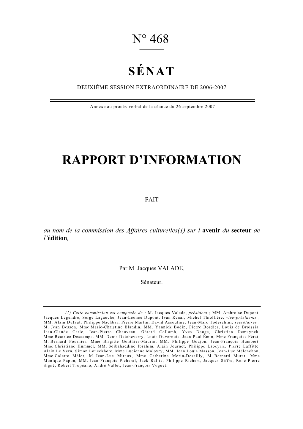 Rapport D'information