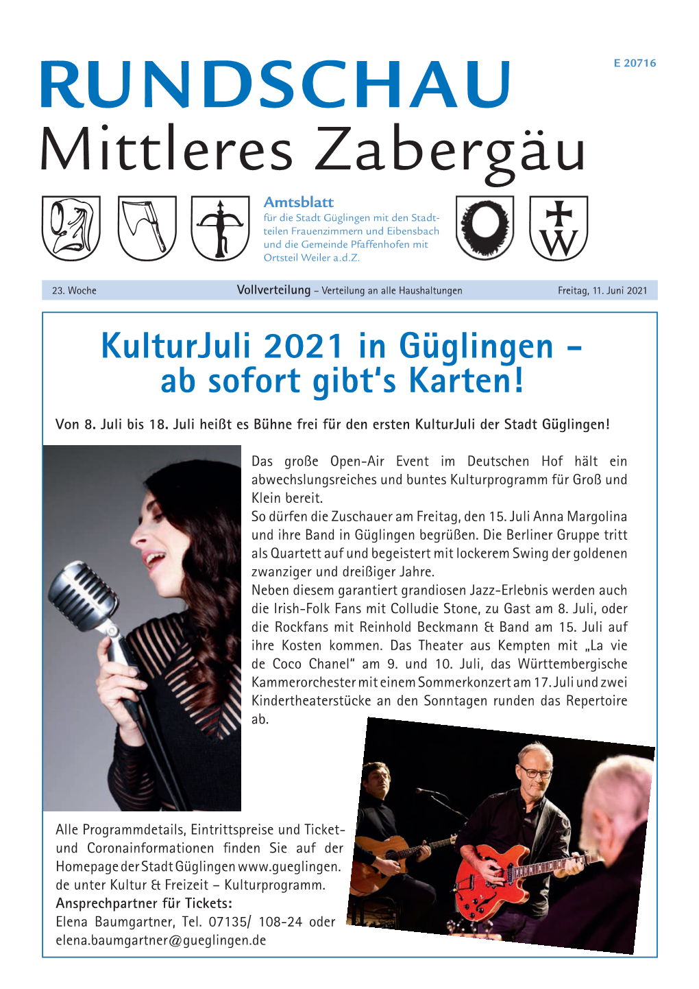 Kulturjuli 2021 in Güglingen - Ab Sofort Gibt‘S Karten!