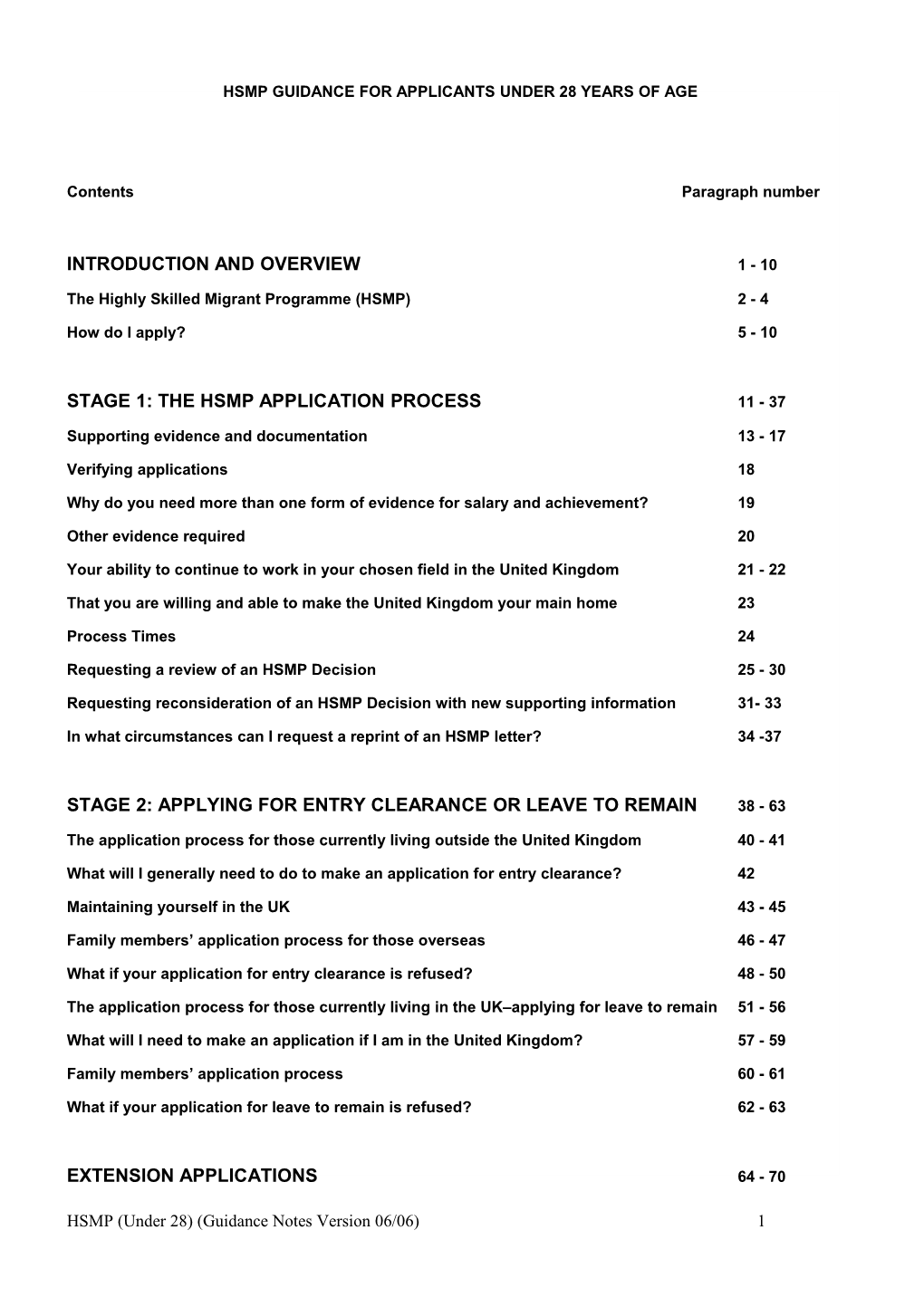 Hsmp Guidance for Applicants Under 28 Years of Age