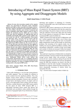 BRT) by Using Aggregate and Disaggregate Models