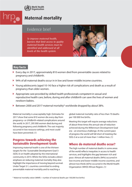 Maternal Mortality: Evidence Brief