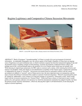Regime Legitimacy and Comparative Chinese Secession Movements