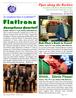 Pipes Along the Rockies Newsletter of the Rocky Mountain Chapter American Theatre Organ Society, Inc