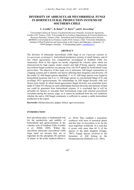 Diversity of Arbuscular Mycorrhizal Fungi in Horticultural Production Systems of Southern Chile