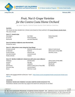 Fruit, Nut & Grape Varieties for the Contra Costa Home Orchard