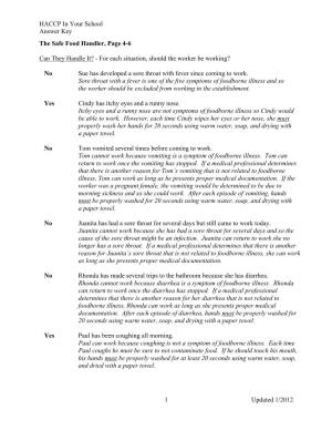 Answer Key the Safe Food Handler, Page 4-6