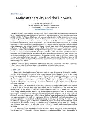 Antimatter Gravity and the Universe