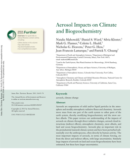 Aerosol Impacts on Climate and Biogeochemistry