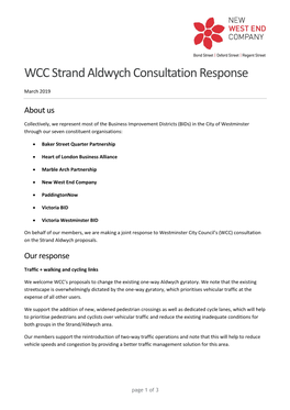 WCC Strand Aldwych Consultation Response