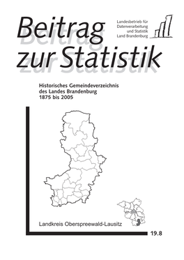 Historisches Gemeindeverzeichnis Des Landes Brandenburg 1875 Bis 2005
