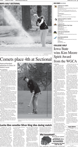 Comets Place 4Th at Sectional from the WGCA Nashua-Plainfield to the Press Off the Course, She Was Even Advances to Class 1A AMES – the Iowa State More Special