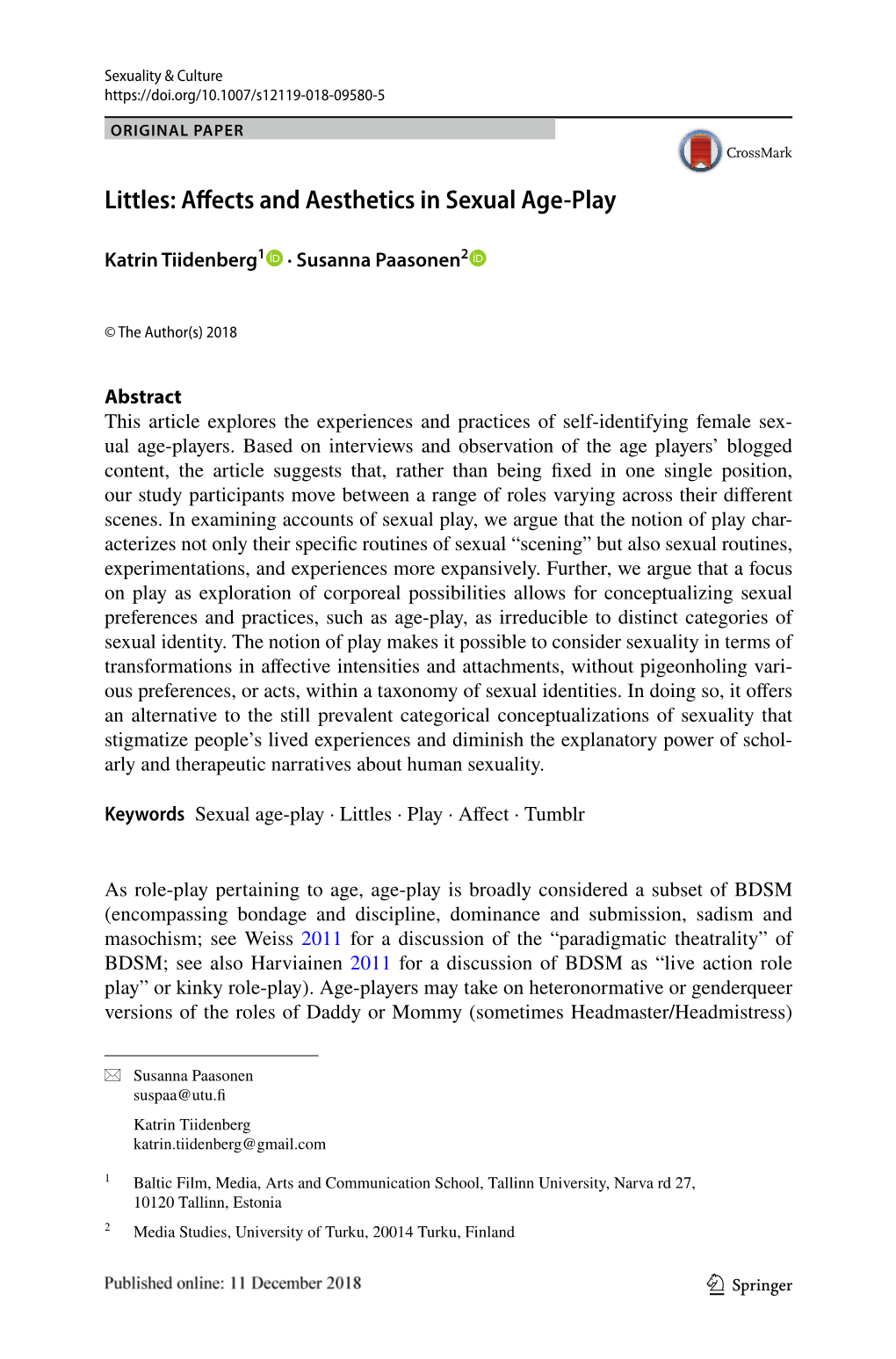 Littles: Affects and Aesthetics in Sexual Age-Play