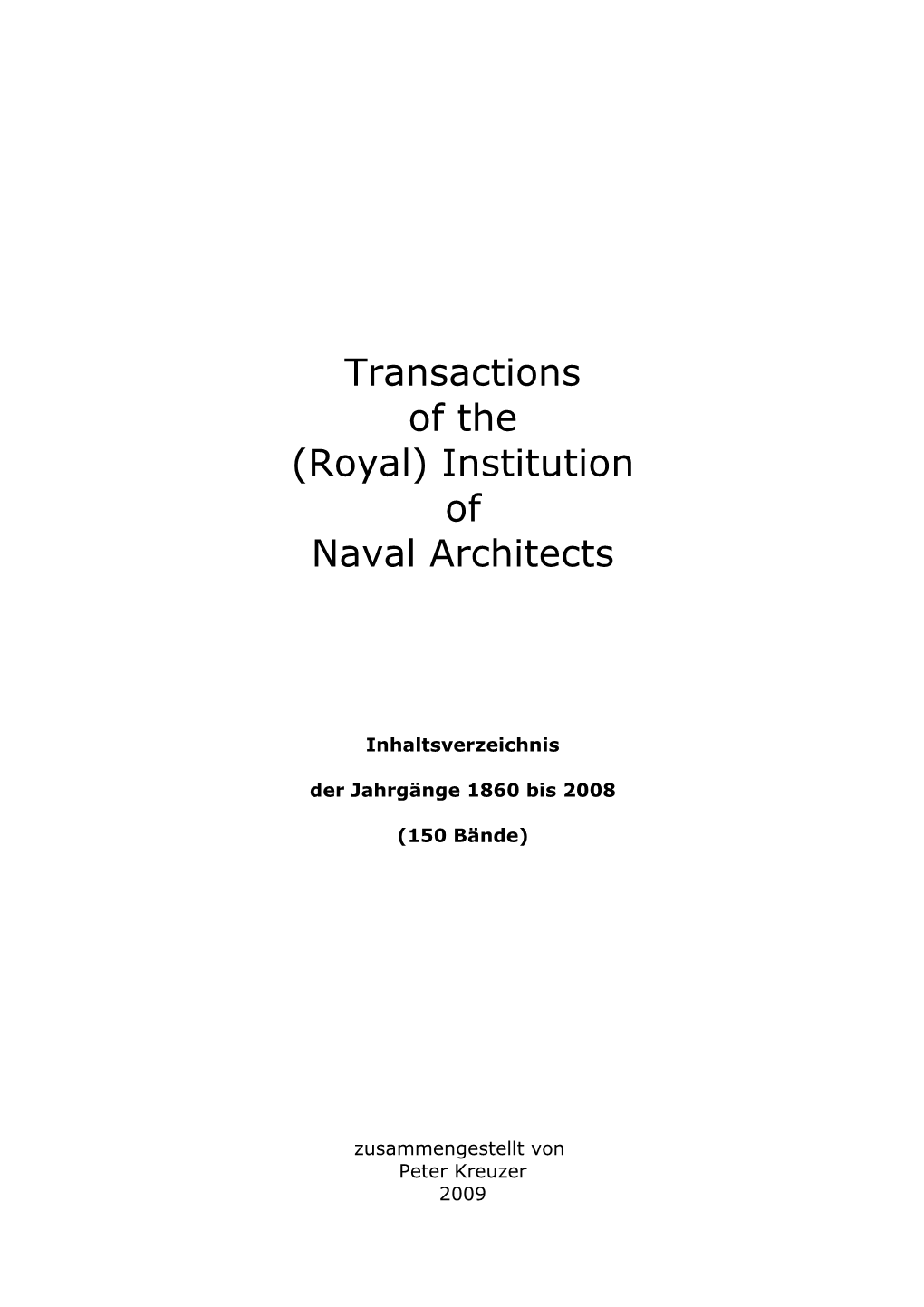 Transactions of the Royal Institution of Naval Architects
