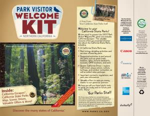 Park Visitor Welcome Kit Was a Note from Created at No Cost % Your California State Parks Staff to California State for Parks Or Taxpayers