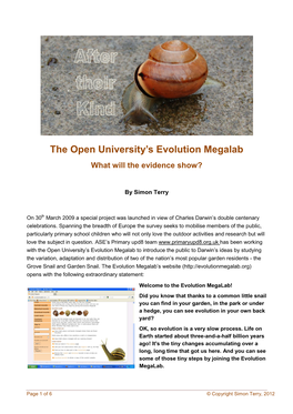 The Open University's Evolution Megalab