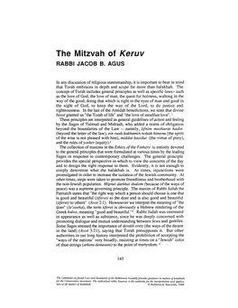 The Mitzvah of Keruv RABBI JACOB B