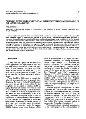 Biosystems, 10 (1978) 67--89 67 © Elsevier/North-Holland Scientific Publishers Ltd. PROBLEMS in the DEVELOPMENT of an EXPLICIT