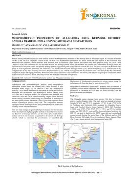 Morphometric Properties of Allagadda Area, Kurnool District, Andhra Pradesh, India