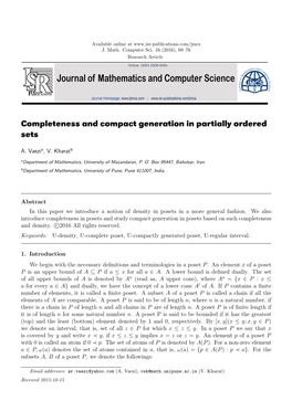 Completeness and Compact Generation in Partially Ordered Sets