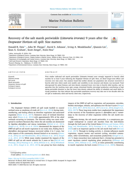 Recovery of the Salt Marsh Periwinkle (Littoraria Irrorata) 9 Years After the T Deepwater Horizon Oil Spill: Size Matters ⁎ Donald R