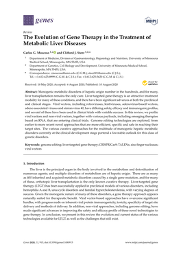 The Evolution of Gene Therapy in the Treatment of Metabolic Liver Diseases