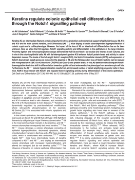 Keratins Regulate Colonic Epithelial Cell Differentiation Through the Notch1 Signalling Pathway