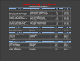 Senate Directory - 2021 Session (All Phone Numbers Begin with Area Code 775)