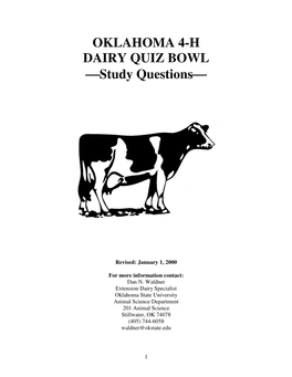 Dairy Quiz Bowl Review Questions