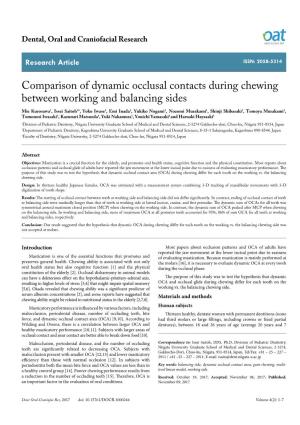 Comparison of Dynamic Occlusal Contacts During Chewing Between