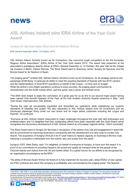 ASL Airlines Ireland Wins ERA Airline of the Year Gold Award
