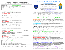 Liturgical Calendar for This Week