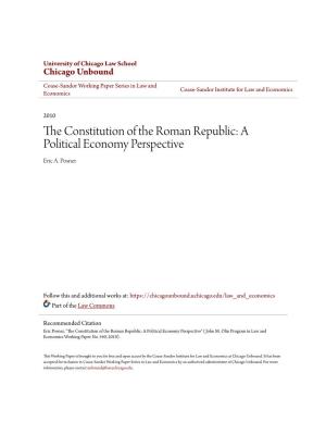 The Constitution of the Roman Republic: a Political Economy Perspective