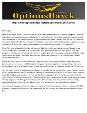 Options Hawk Special Report - Notable Open Interest and Analysis