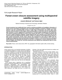 Forest Crown Closure Assessment Using Multispectral Satellite Imagery