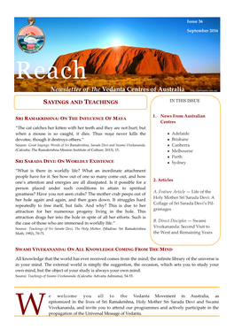 Newsletter of the Vedanta Centres of Australia
