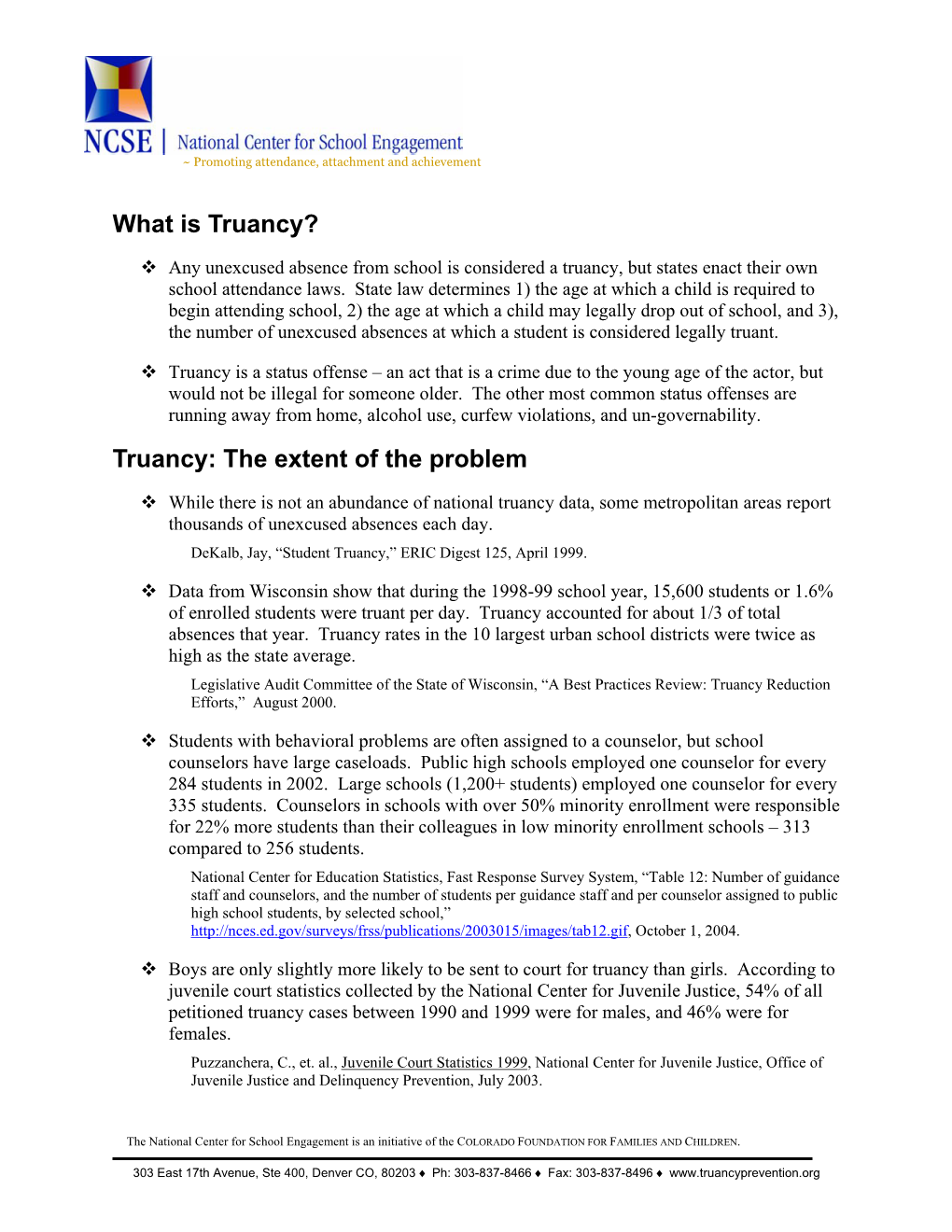 Truancy Fact Sheet