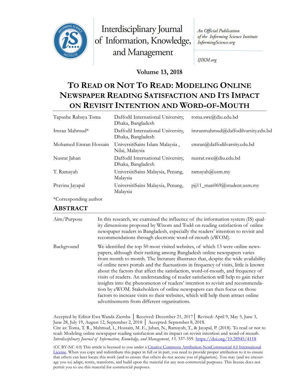 Modeling Online Newspaper Reading Satisfaction and Its Impact On