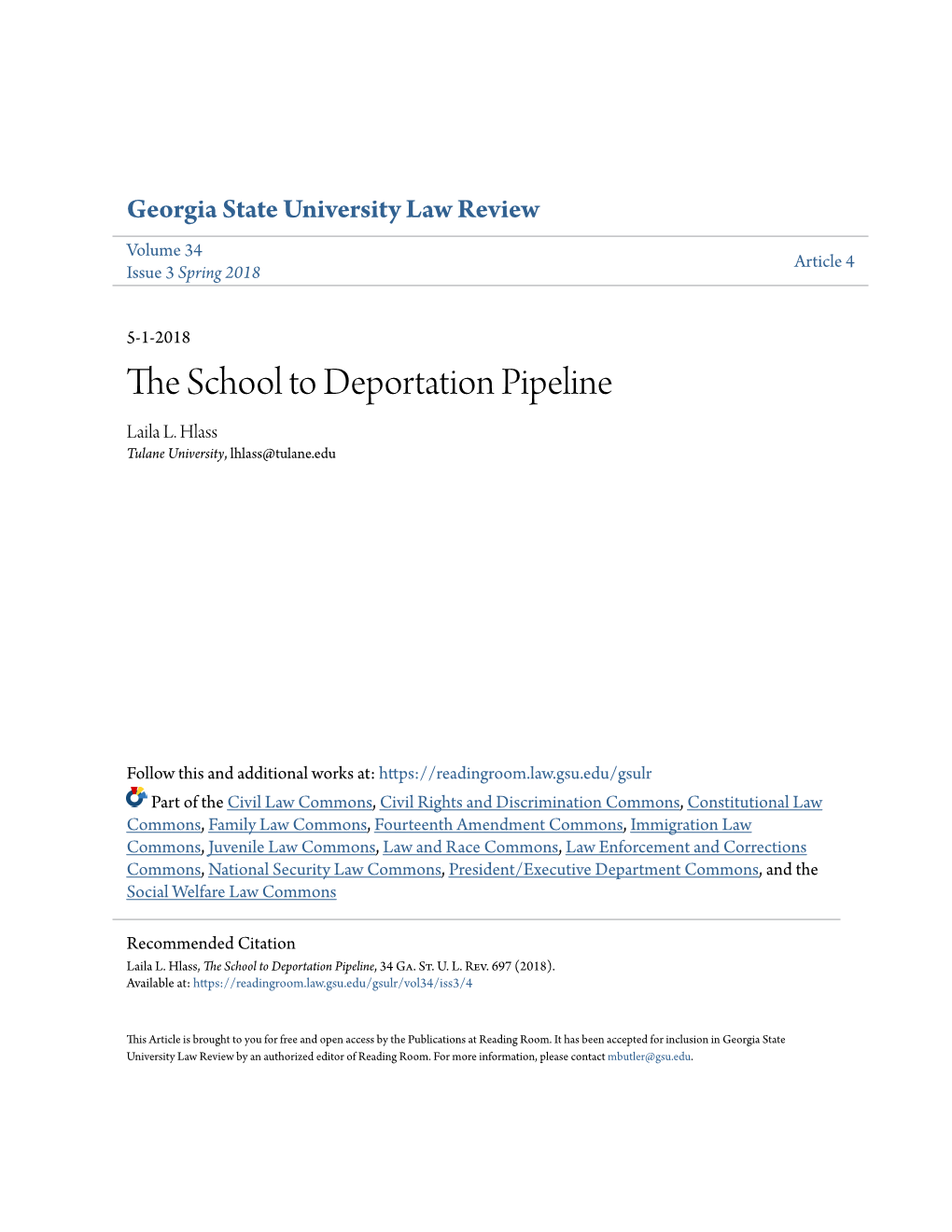 The School to Deportation Pipeline, 34 Ga