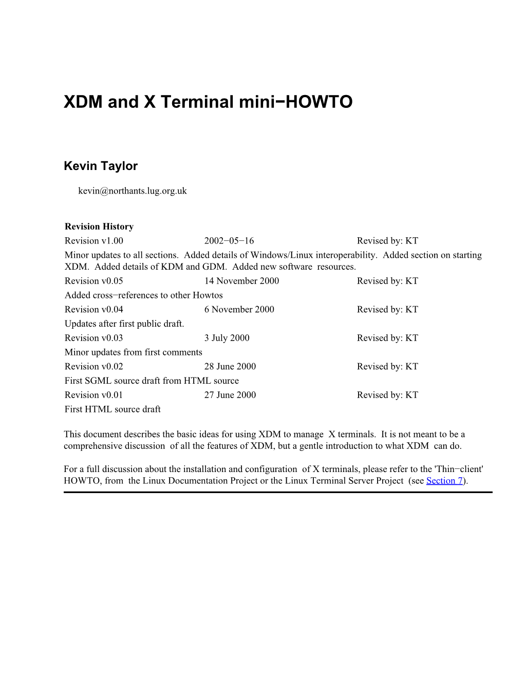 XDM and X Terminal Mini-HOWTO