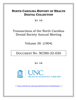 Transactions of the North Carolina Dental Society Annual Meeting