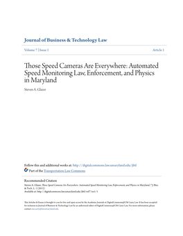 Automated Speed Monitoring Law, Enforcement, and Physics in Maryland Steven A