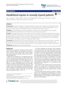 Maxillofacial Injuries in Severely Injured Patients Max J