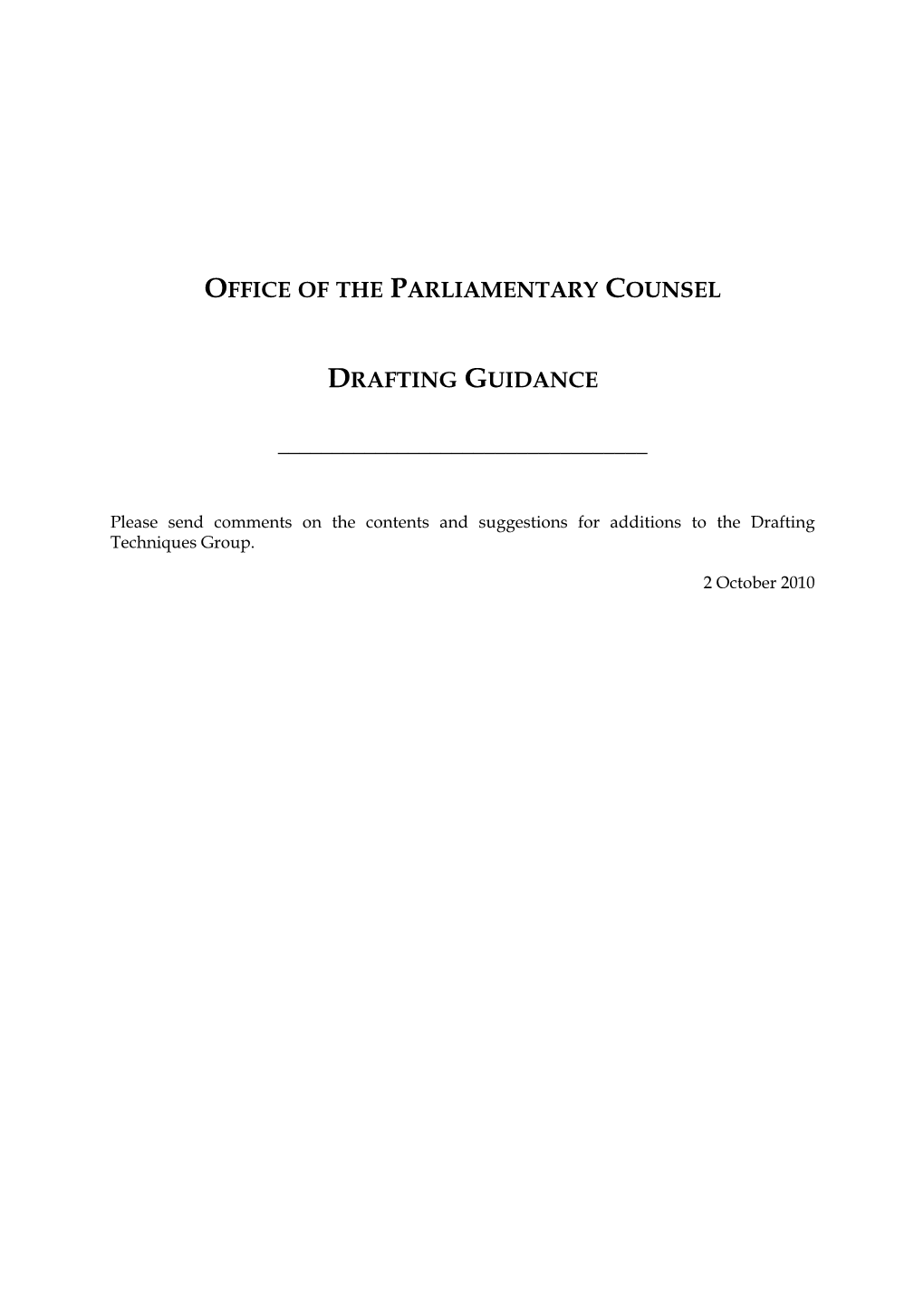 Office of the Parliamentary Counsel Drafting Guidance