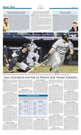 Sale Pitches 6-Hitter As White Sox Trash Yankees