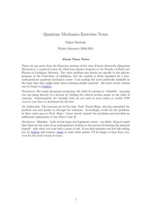 Quantum Mechanics Exercises Notes