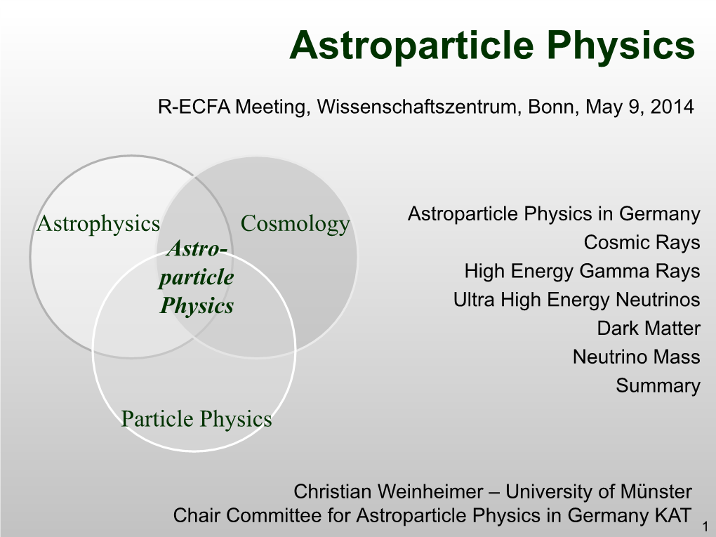 Astroparticle Physics