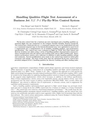 Handling Qualities Flight Test Assessment of a Business Jet Nzup -Β Fly-By-Wire Control System