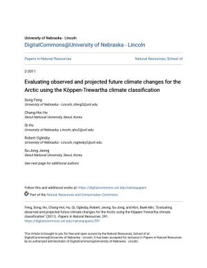 Evaluating Observed and Projected Future Climate Changes for the Arctic Using the Köppen-Trewartha Climate Classification