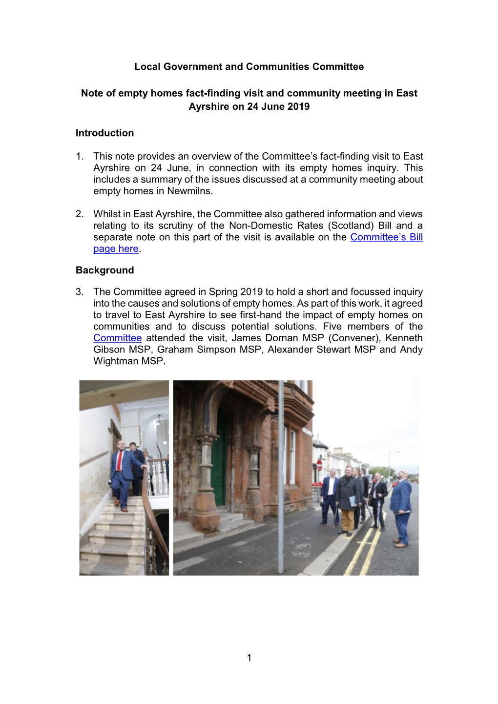Summary Note of Visit to East Ayrshire