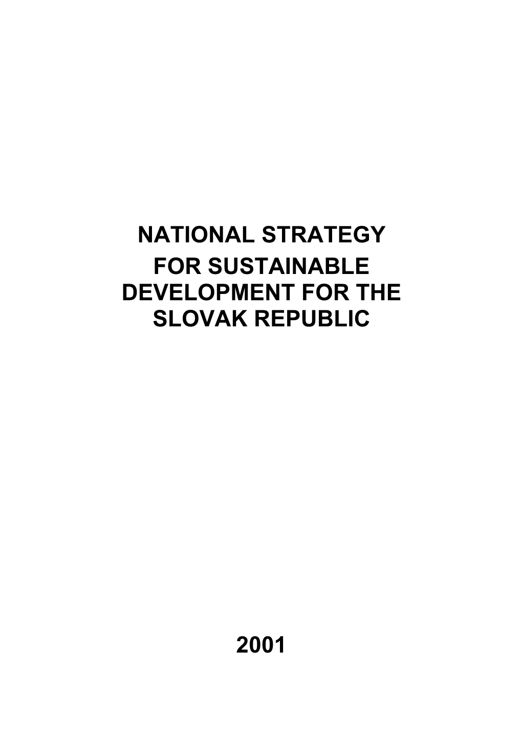 National Strategy for Sustainable Development for the Slovak